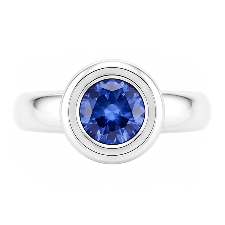 Solitaire Ceylan Saphir Rond 1 Ct. Bague Bijoux En Or