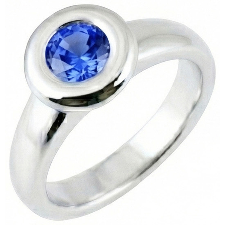 Solitaire Ceylan Saphir Rond 1 Ct. Bague Bijoux En Or