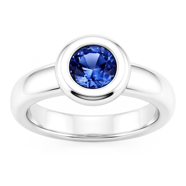 Solitaire Ceylan Saphir Rond 1 Ct. Bague Bijoux En Or