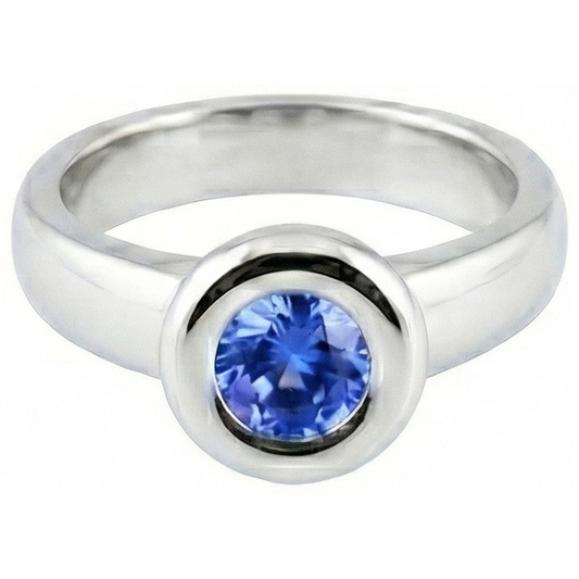 Solitaire Ceylan Saphir Rond 1 Ct. Bague Bijoux En Or