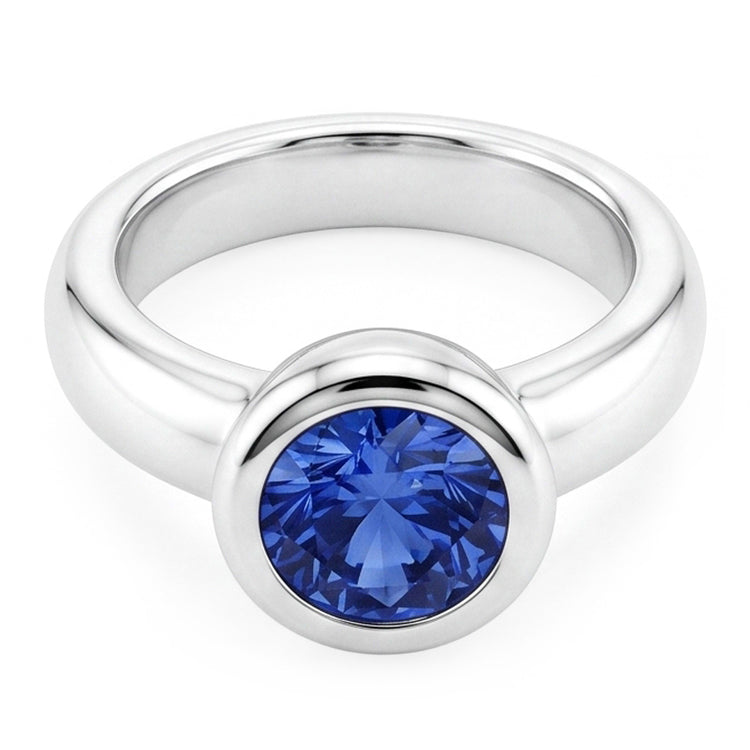 Solitaire Ceylan Saphir Rond 1 Ct. Bague Bijoux En Or