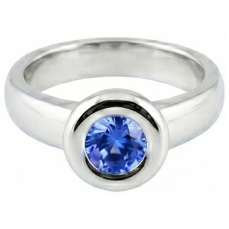 Solitaire Ceylan Saphir Rond 1 Ct. Bague Bijoux En Or