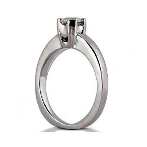 Solitaire En Or Blanc 3.01 Ct. Bague De Fiançailles Naturel Diamant