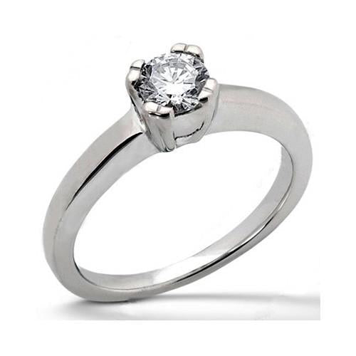 Solitaire En Or Blanc 3.01 Ct. Bague De Fiançailles Naturel Diamant