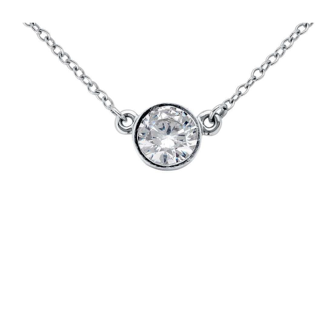 Solitaire Etincelant 1.00 Ct. Collier Pendentif Véritable Diamant Or Blanc 14K