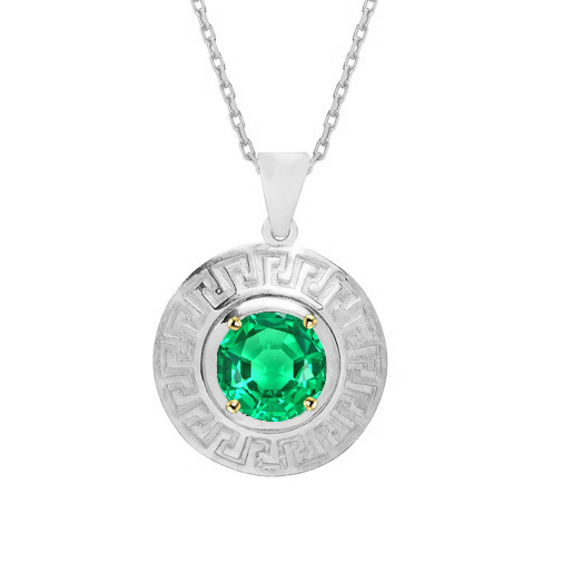 Émeraude Pendentif Pierre Précieuse 1-carats Or Deux Tons 14 Carats – vue principale