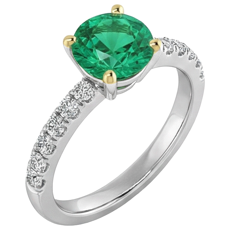 Éblouissant Émeraude Colombienne Bague Pierre de Couleur 2 carats – vue de côté