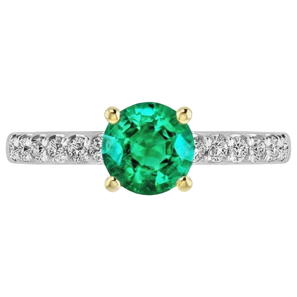Émeraude Colombienne Bague Pierre de Couleur – vue de face