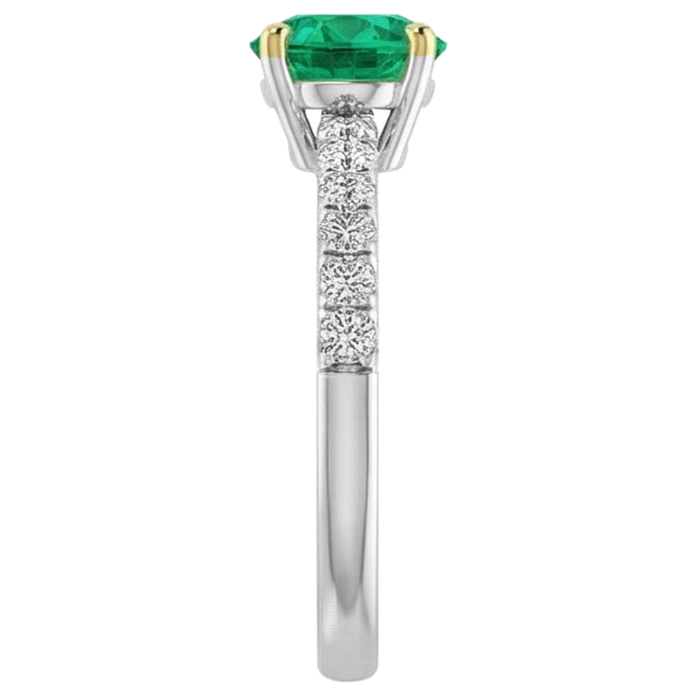 Émeraude Colombienne Bague Pierre de Couleur 2-carats Or 14K Bicolore – vue de dessus