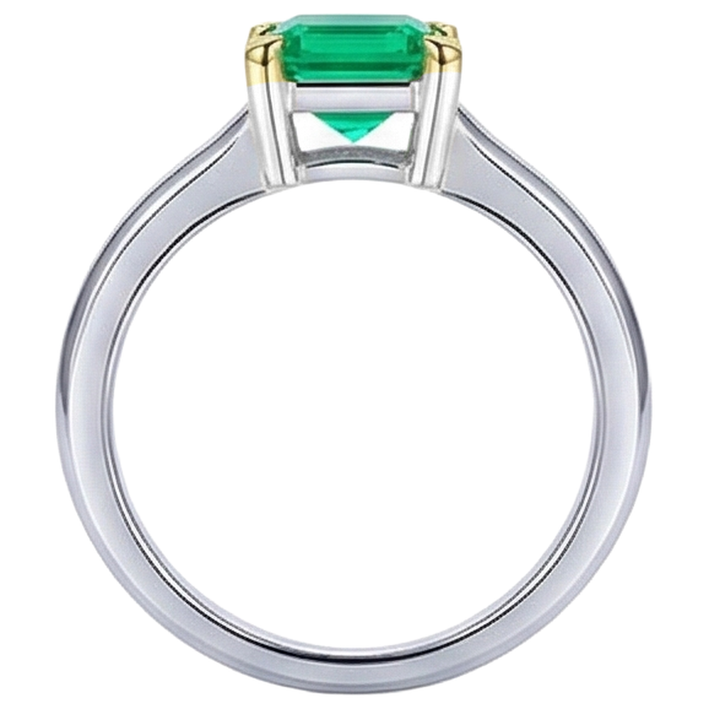 Bague avec Gemme Or 14K Bicolore avec Émeraude – vue de profil