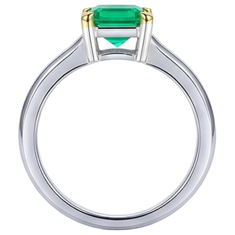 Bague avec Gemme Or 14K Bicolore avec Émeraude – vue de profil