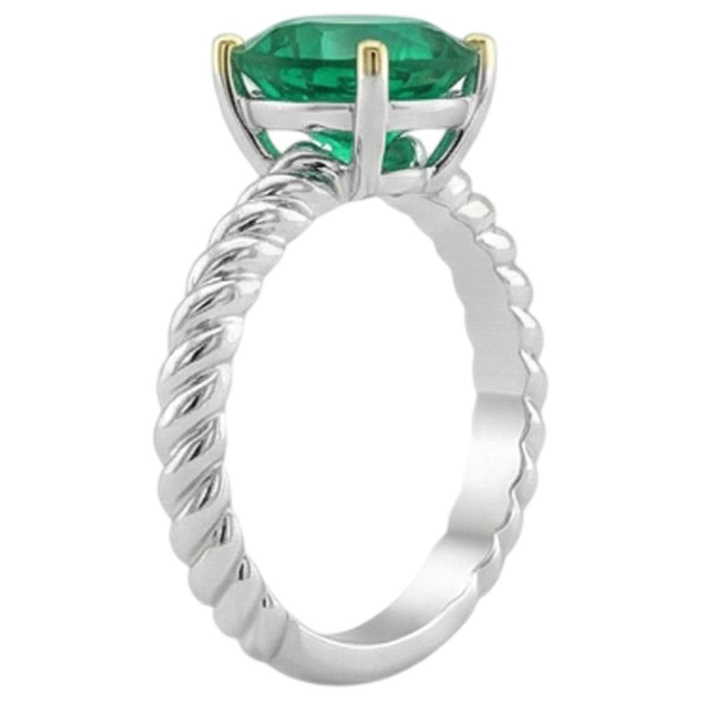 Émeraude Bague Pierre Précieuse 3 carats Or 14K Bicolore – vue d'angle