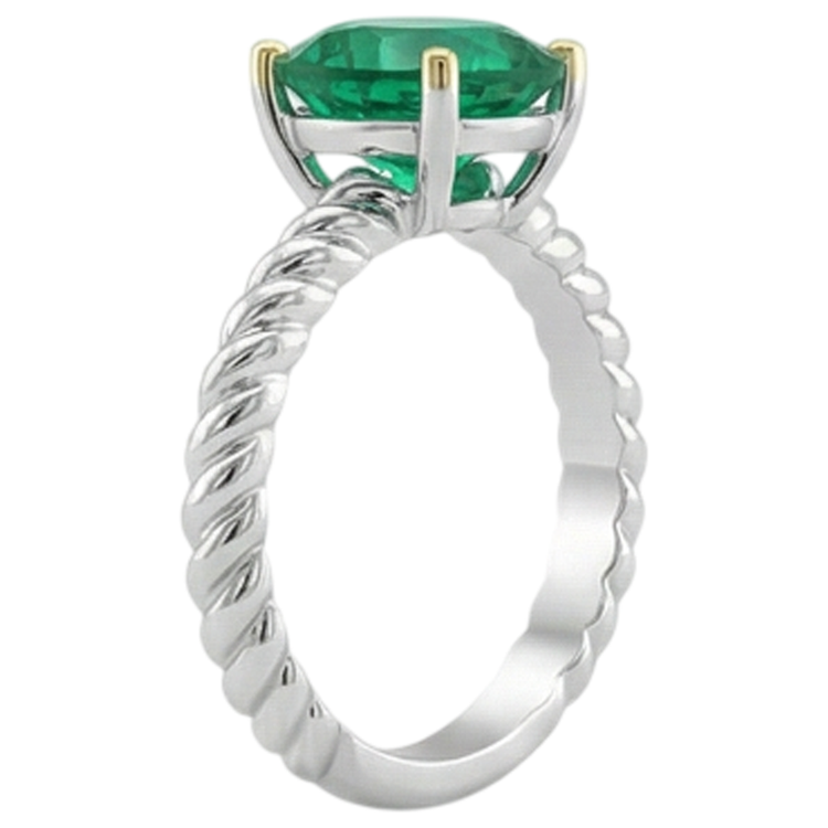 Émeraude Bague Pierre Précieuse 3 carats Or 14K Bicolore – vue d'angle