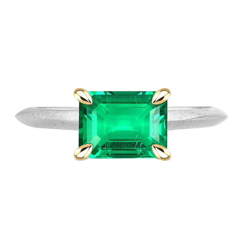 Artisanal Émeraude Fine Bague Pierre Précieuse 2 carats – vue principale