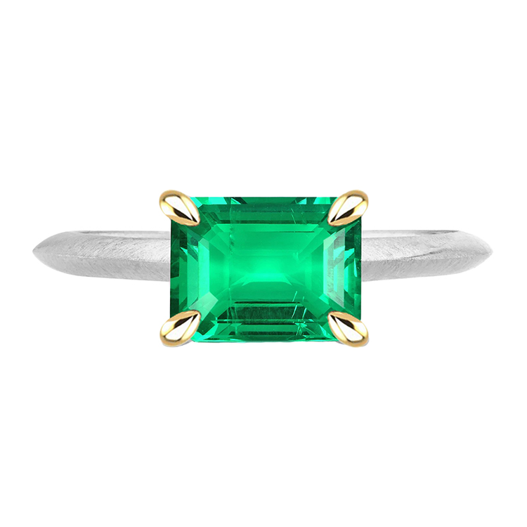 Artisanal Émeraude Fine Bague Pierre Précieuse 2 carats – vue principale