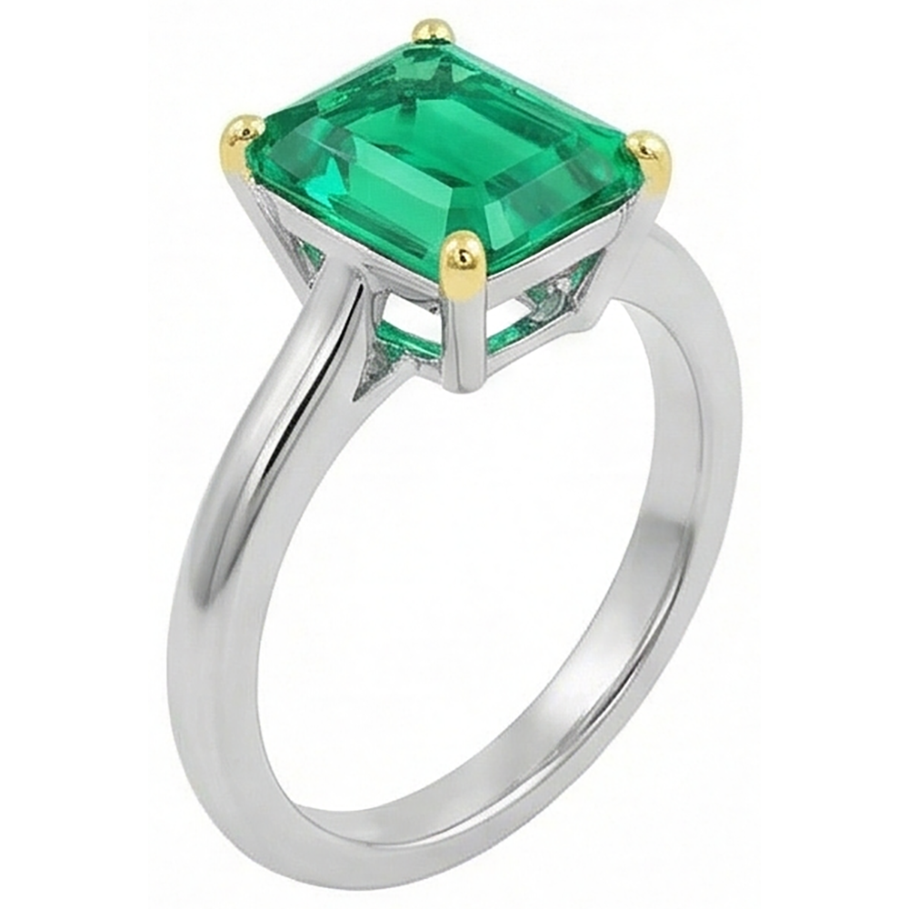 Émeraude Fine Bague Pierre de Couleur – vue d'angle