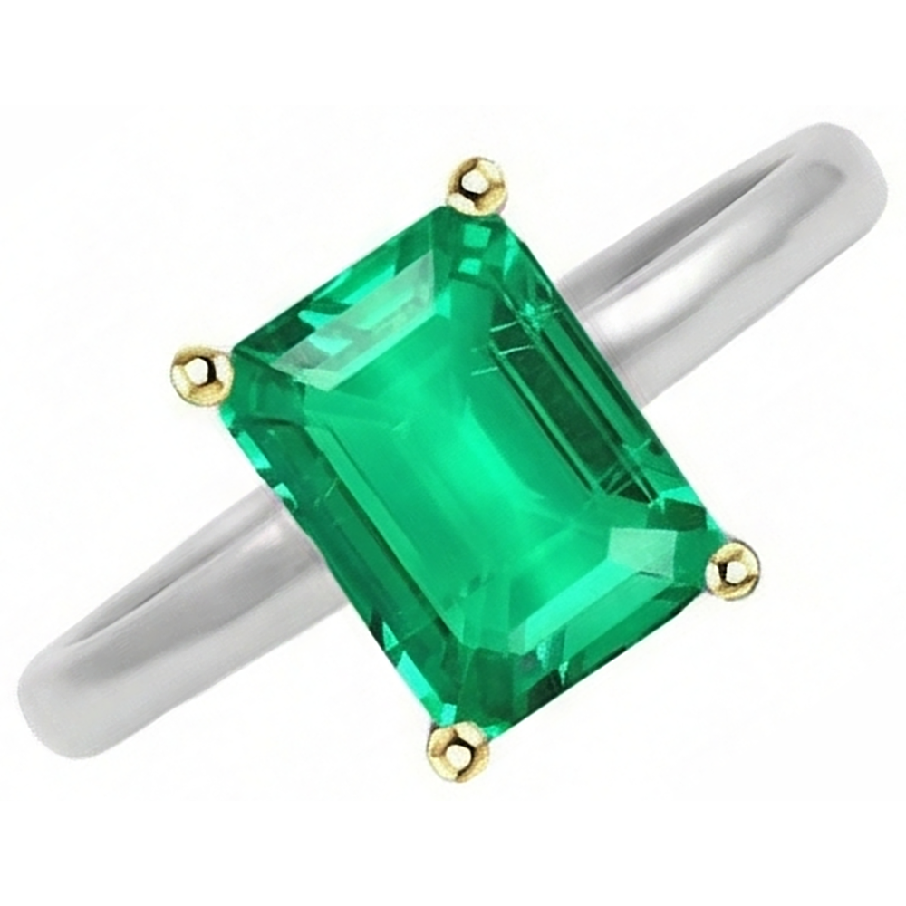 Taille à Degrés Émeraude Fine bague en Or 14K Bicolore – vue de côté