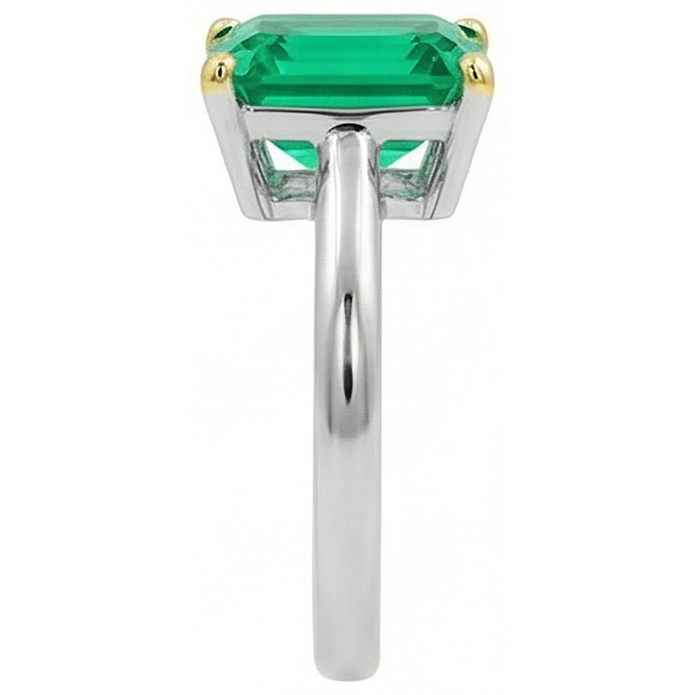 Taille à Degrés Émeraude Fine bague en Or 14K Bicolore – vue de dessus