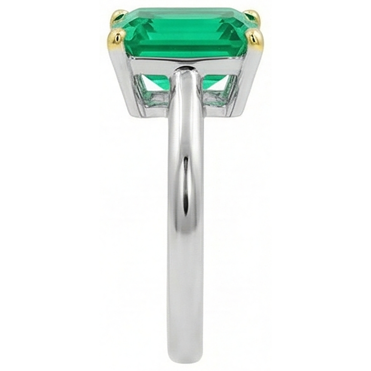 Taille à Degrés Émeraude Fine bague en Or 14K Bicolore – vue de dessus