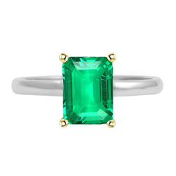 Luxueux GIA Certifié Émeraude Fine Bague Pierre de Couleur
