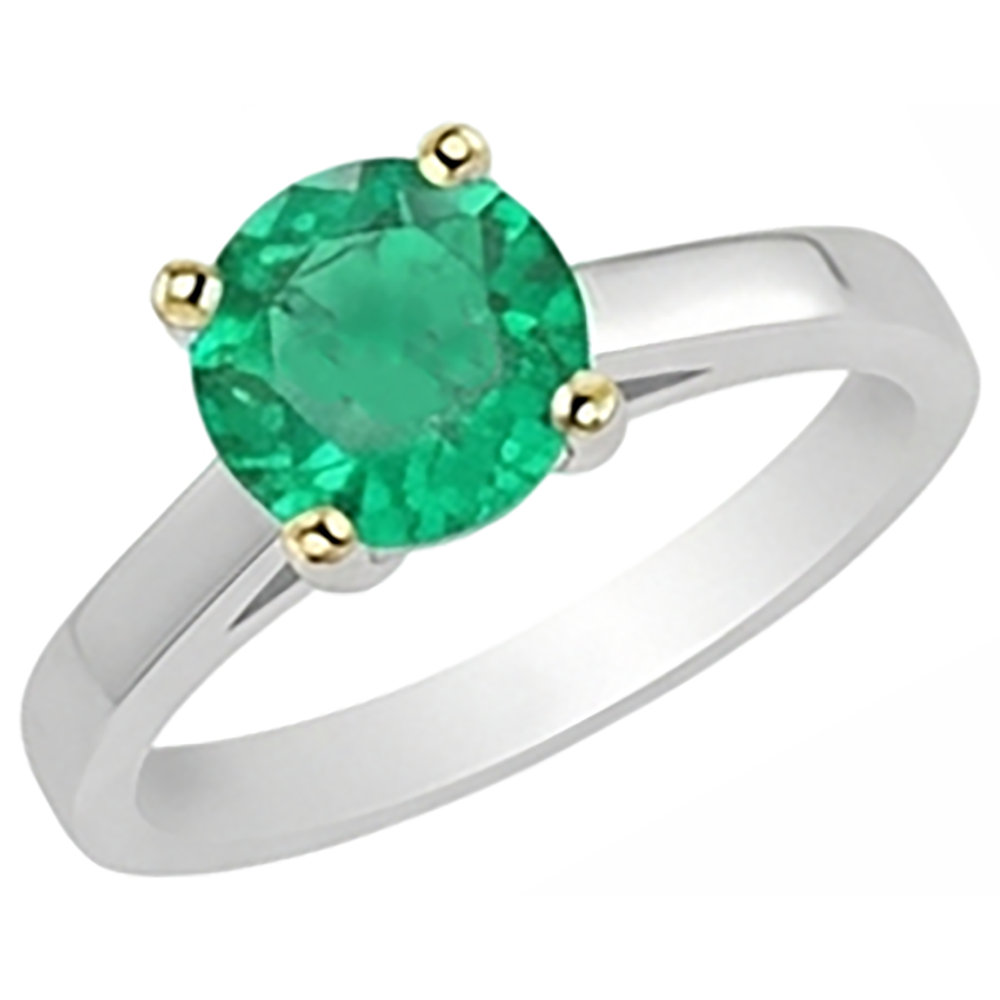 Émeraude Bague avec Gemme 2 carats Or 14K Bicolore – vue d'angle