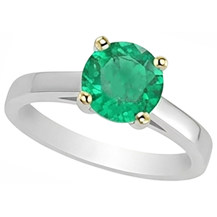 Exquis Émeraude Bague avec Gemme 2 carats – vue de profil