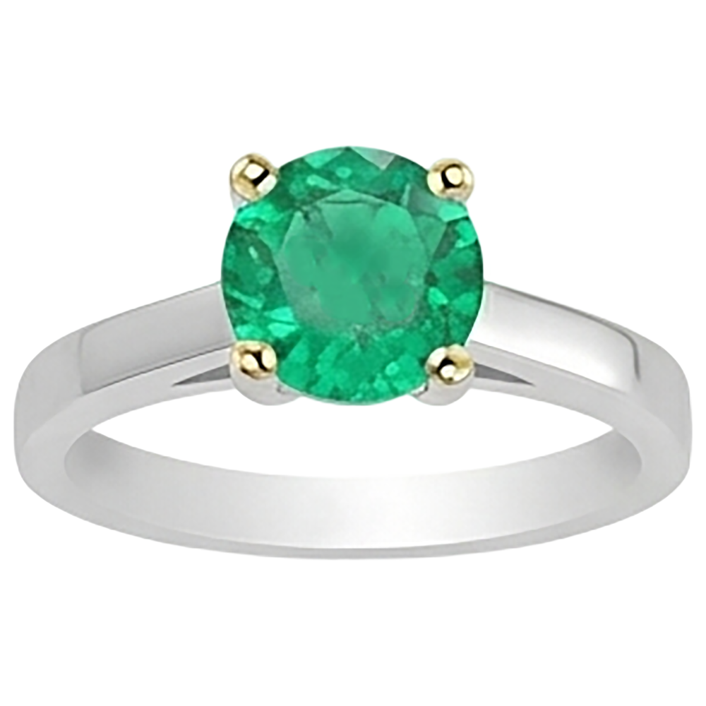 Bague avec Gemme Or 14K Bicolore avec Émeraude – vue de face