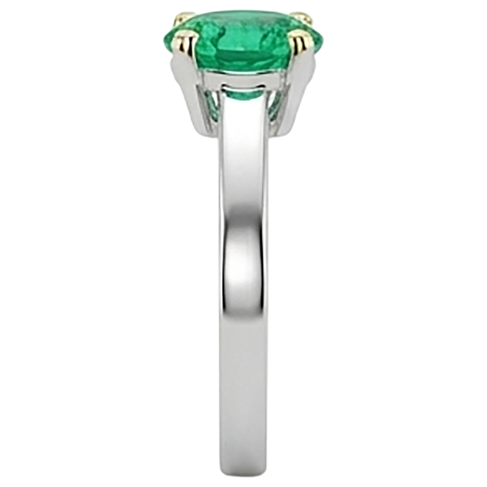 Émeraude Bague avec Gemme 2-carats Or 14K Bicolore – vue de dessus