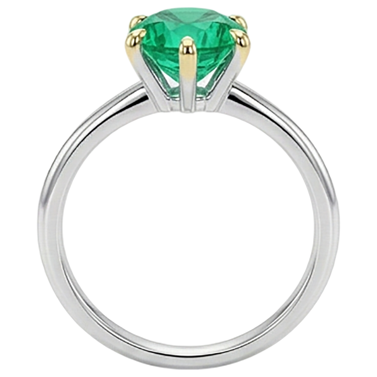 Bague avec Gemme Or Deux Tons 14 Carats avec Émeraude Colombienne – vue de profil