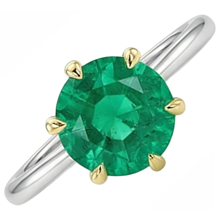 Émeraude Colombienne Bague avec Gemme 2,50-carats Or Deux Tons 14 Carats – vue d'angle