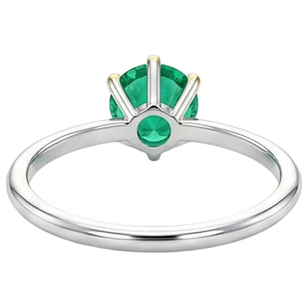 Émeraude Colombienne Taille Ronde Bague avec Gemme en Or Deux Tons 14 Carats – vue de dessus