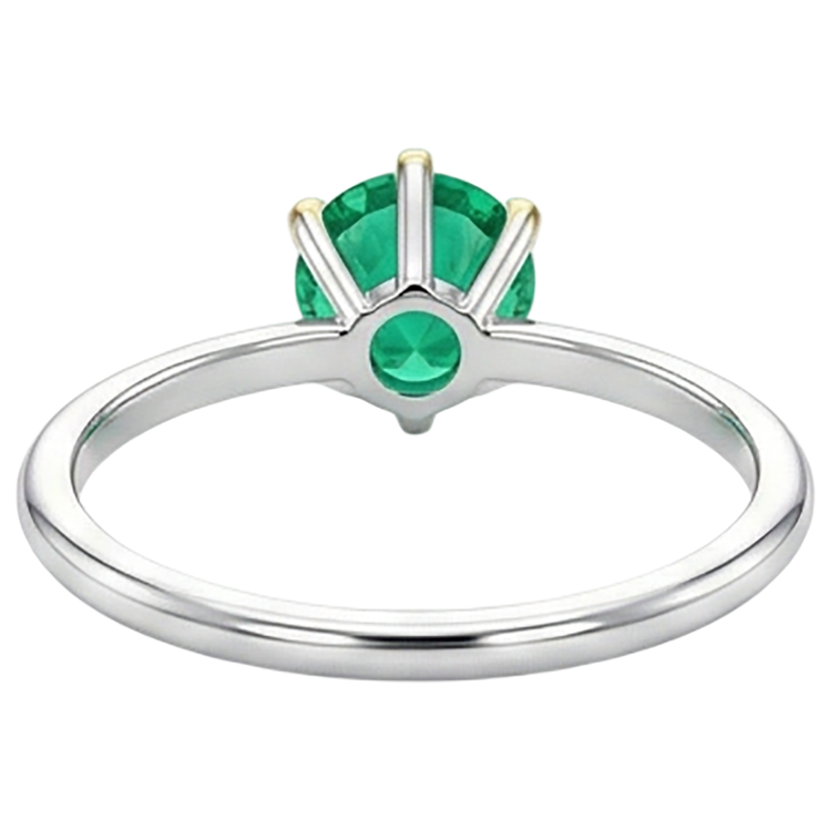 Émeraude Colombienne Taille Ronde Bague avec Gemme en Or Deux Tons 14 Carats – vue de dessus