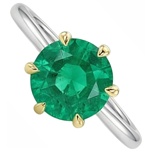 Émeraude Colombienne Bague avec Gemme – vue de face
