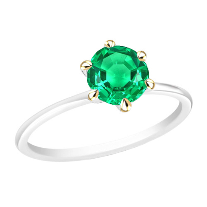 Émeraude Colombienne Bague avec Gemme 2,50 carats Or Deux Tons 14 Carats – vue principale