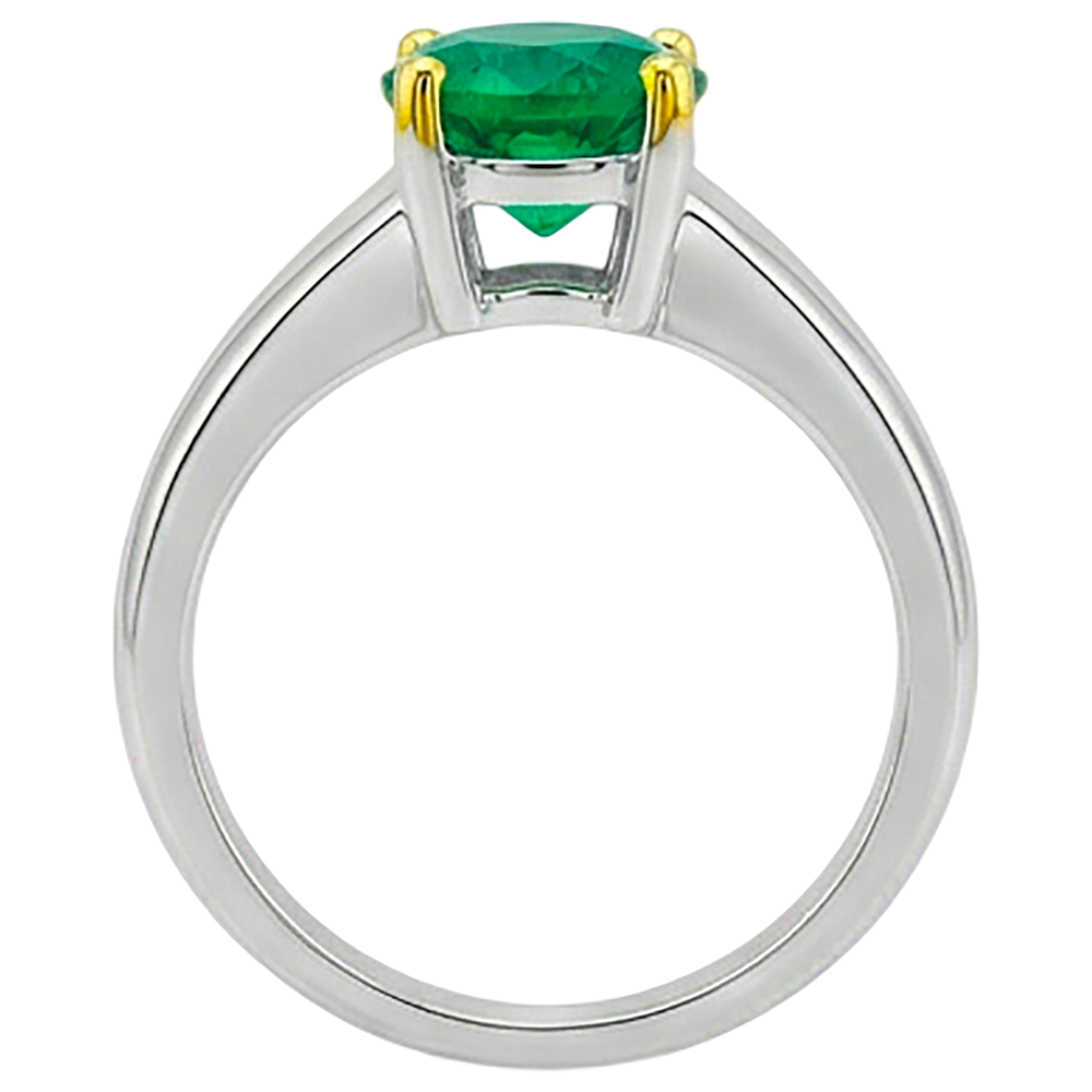 Émeraude Fine Taille Ronde Bague Pierre de Couleur en Or 14K Bicolore – vue d'angle
