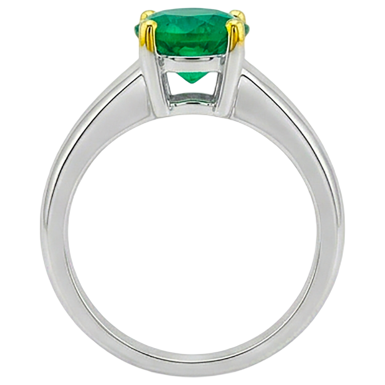 Émeraude Fine Taille Ronde Bague Pierre de Couleur en Or 14K Bicolore – vue d'angle