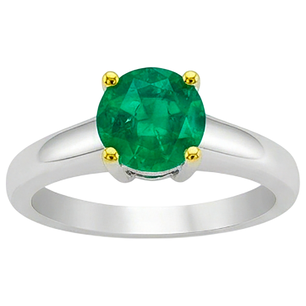 Artisanal Émeraude Fine Bague Pierre de Couleur 2 carats – vue de face