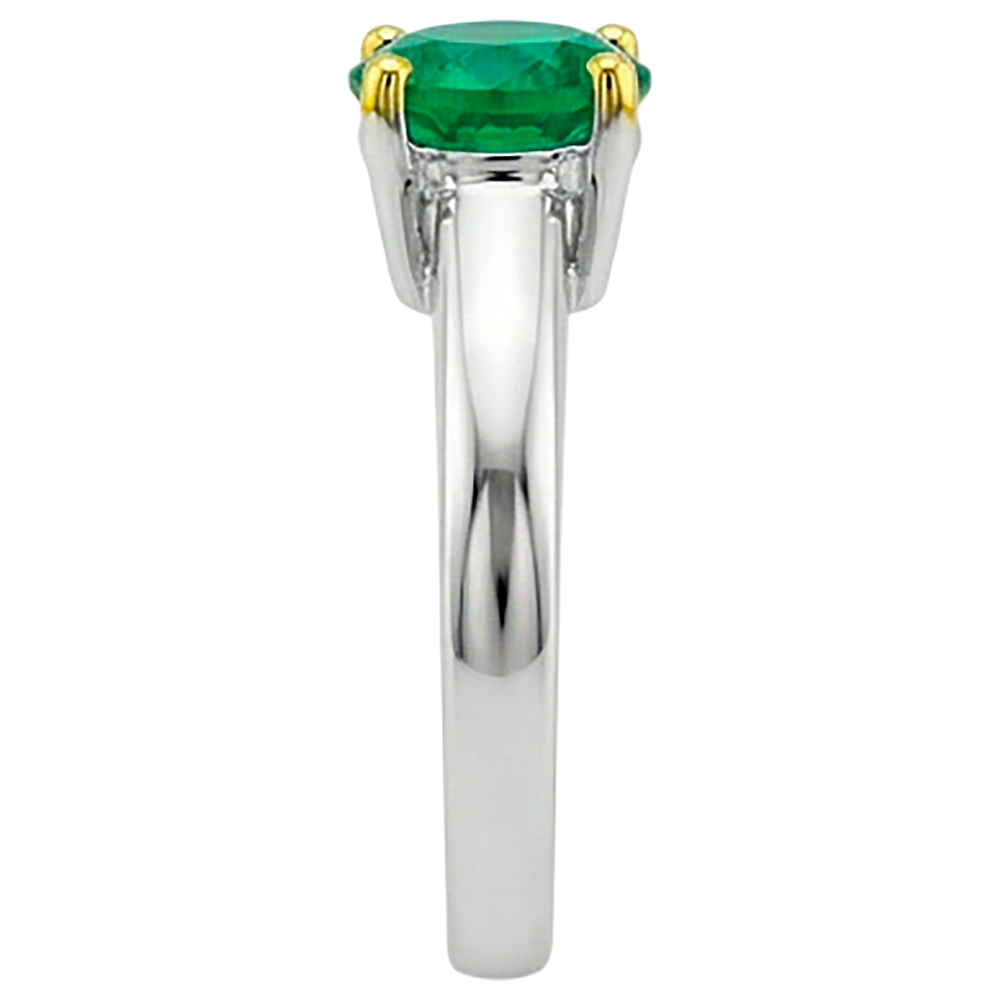 Taille Ronde Émeraude Fine bague en Or 14K Bicolore – vue de dessus