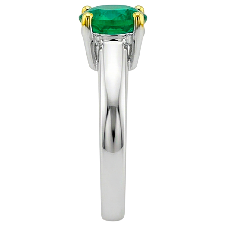 Taille Ronde Émeraude Fine bague en Or 14K Bicolore – vue de dessus