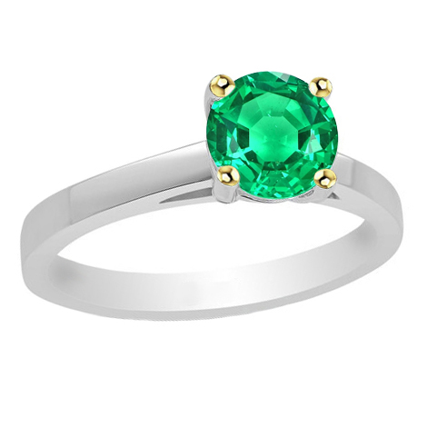Émeraude Bague avec Gemme 2 carats Or 14K Bicolore – vue principale