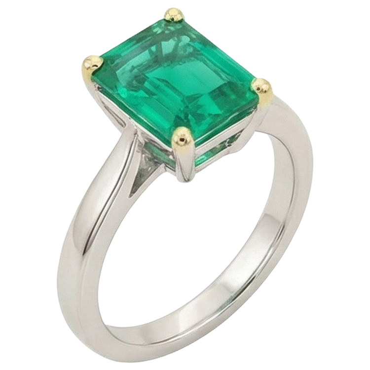 Élégant Émeraude Fine Bague Pierre Précieuse 2,50 carats – vue d'angle