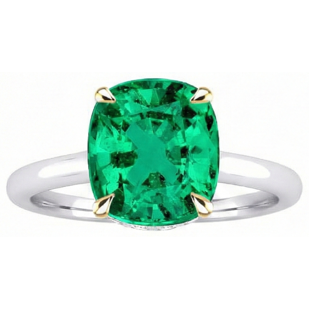 Émeraude Colombienne Bague avec Gemme – vue de côté