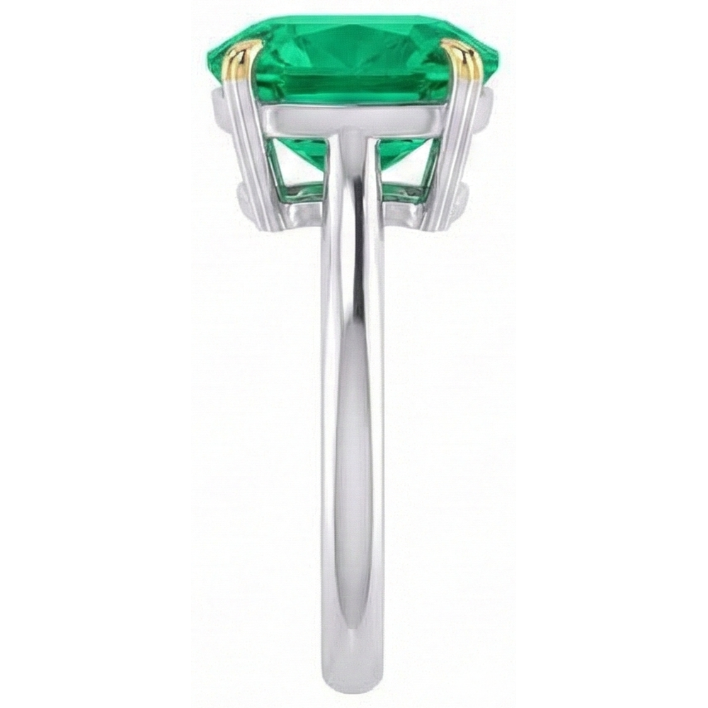 Émeraude Colombienne Bague avec Gemme 3,50-carats Or Bicolore 14 Carats – vue de profil