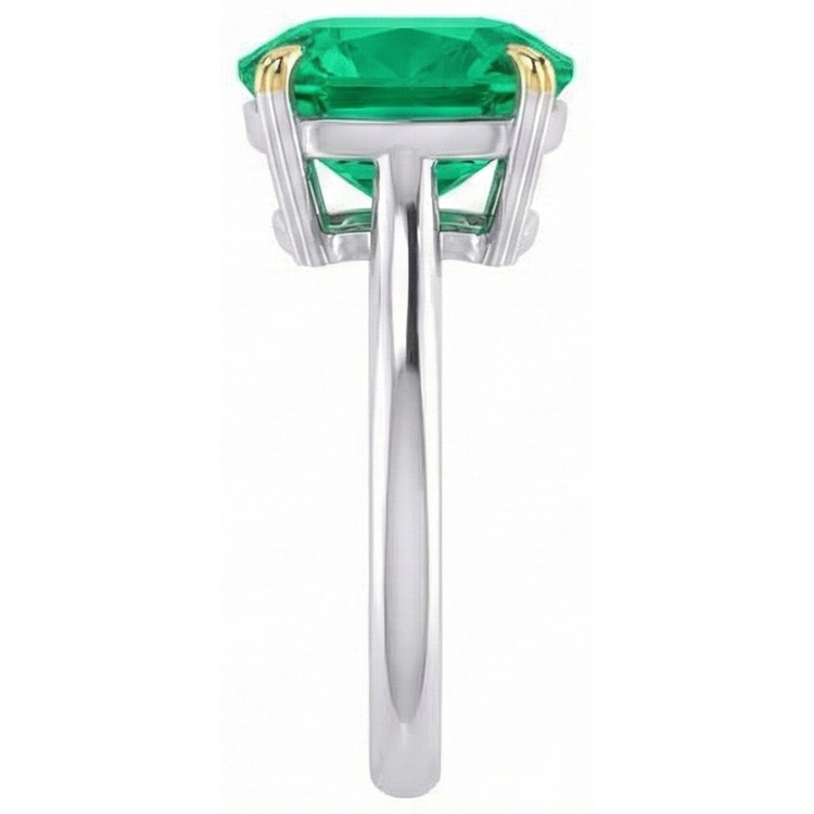 Émeraude Colombienne Bague avec Gemme 3,50-carats Or Bicolore 14 Carats – vue de profil