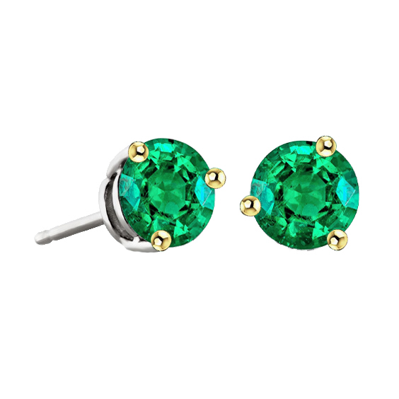 Taille Ronde Émeraude Fine bague en Or 14K Bicolore – vue principale