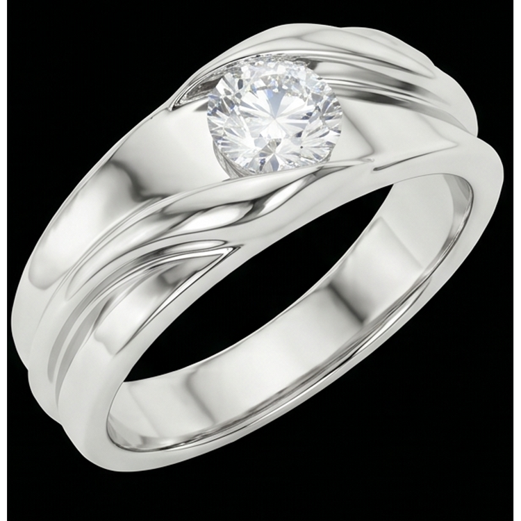 Solitaire Hommes Bague de Mariage Ronde Coupe
