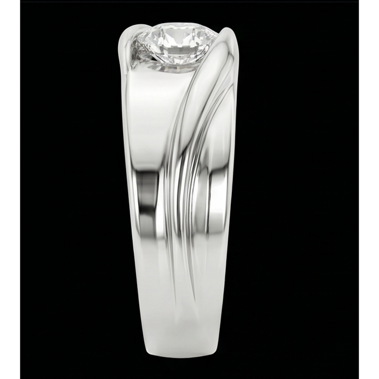Solitaire Hommes Bague de Mariage Ronde Coupe