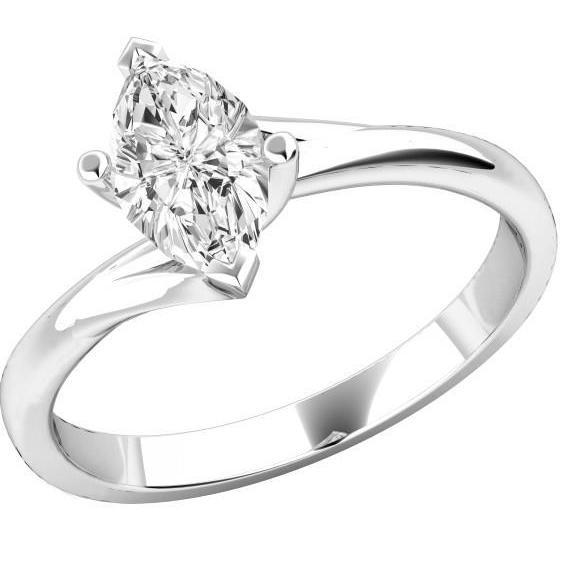 Solitaire Marquise Cut 2.25 Carats Bague Anniversaire Naturel Diamant Or Blanc 14K