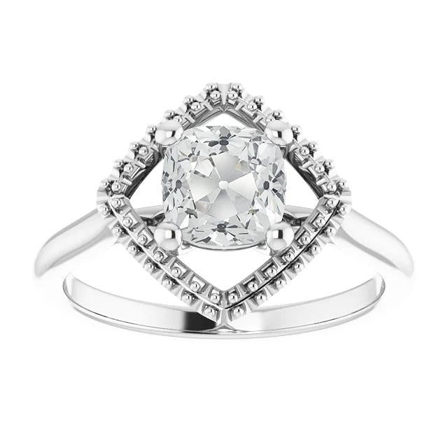 Solitaire Old Cut Coussin Naturel Diamant Bague Style Cerf-Volant Bijoux 5 Carats