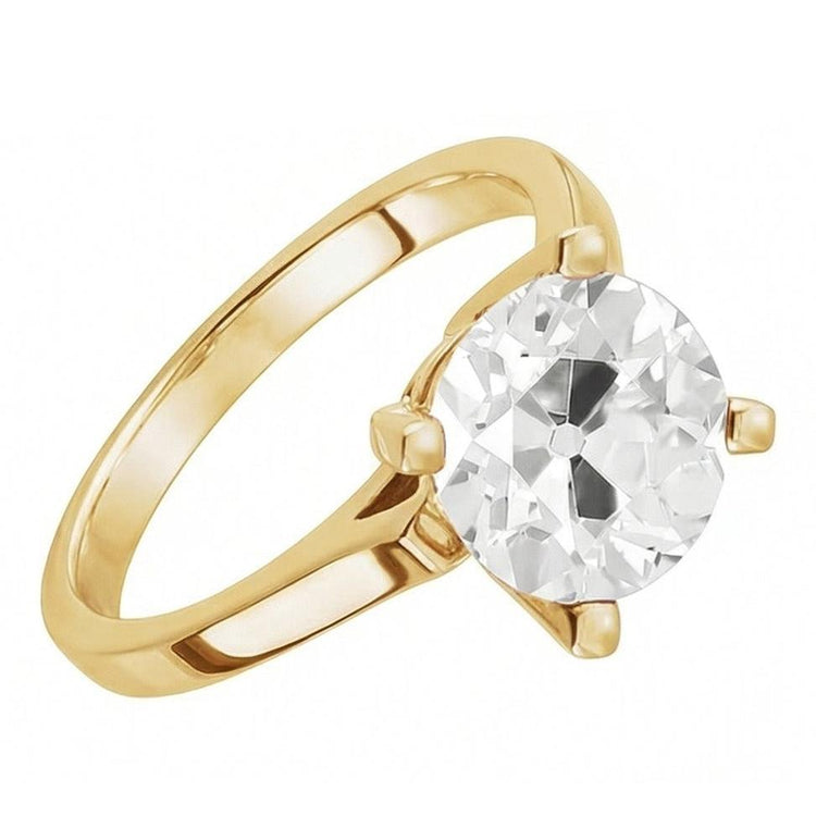 Diamant Solitaire de Fiançailles 4-carats Or 14K Jaune – vue d'angle